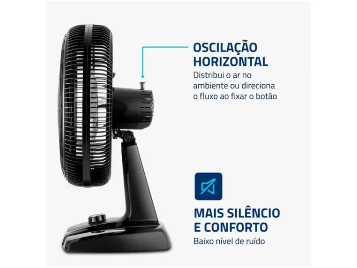 Ventilador de Mesa Mondial Turbo NVT-40-8P-B 40cm 8 Pás 3 Velocidades Preto e Prata - Image 3