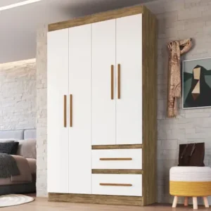 Guarda Roupa Solteiro 4 Portas 2 Gavetas 100 MDF Palermo Doripel