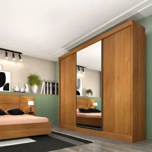 Guarda Roupa Casal C/espelho Dacar 3 Portas Cinamomo Móveis Tcil