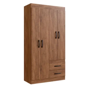 Guarda-Roupa Solteiro Rosario 4 Portas 2 Gavetas Castanho - Doripel