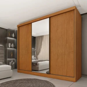 Guarda Roupa 3 Portas Monte Carlo Com Espelho Tcil Móveis – Cinamomo/Cinamomo