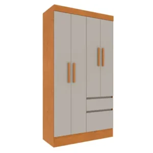 Guarda Roupa Solteiro Oregon 4 Portas 2 Gavetas Cinamomo/Off White - Tcil Móveis