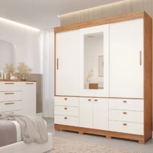 ROUPEIRO ALICE CASAL 3 PORTAS C/ ESPELHO 6 GAVETAS 100% MDF PANAN
