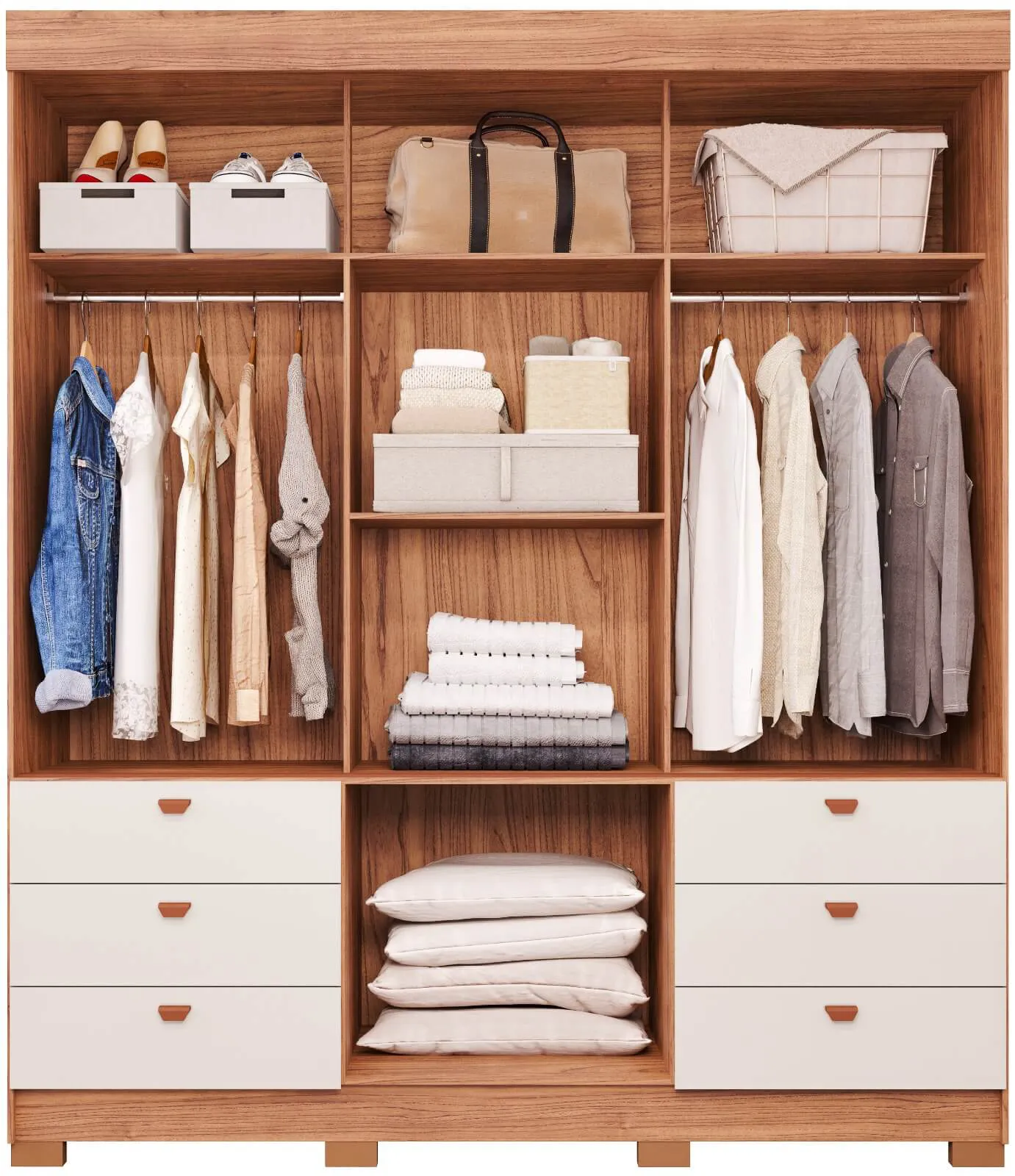 ROUPEIRO ALICE CASAL 3 PORTAS C/ ESPELHO 6 GAVETAS 100% MDF PANAN - Imagem 3