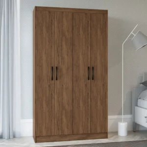 Armário Multiuso Dueto 4 Portas 8 Prateleiras Castanho Pés Regulaveis Incluso