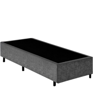 Base Box Solteiro Quality Suede Cinza 42x88x188