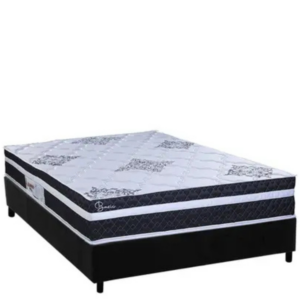 Cama Box Casal: Colchão Molas Ensacadas Paropas Basic Black + Base Quality Suede Black (138x188)