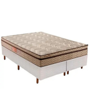 Cama Box Queen: Colchão Molas Paropas MasterPocket Ensacadas Marcelly + Base Quality cinza/bege(158x198)