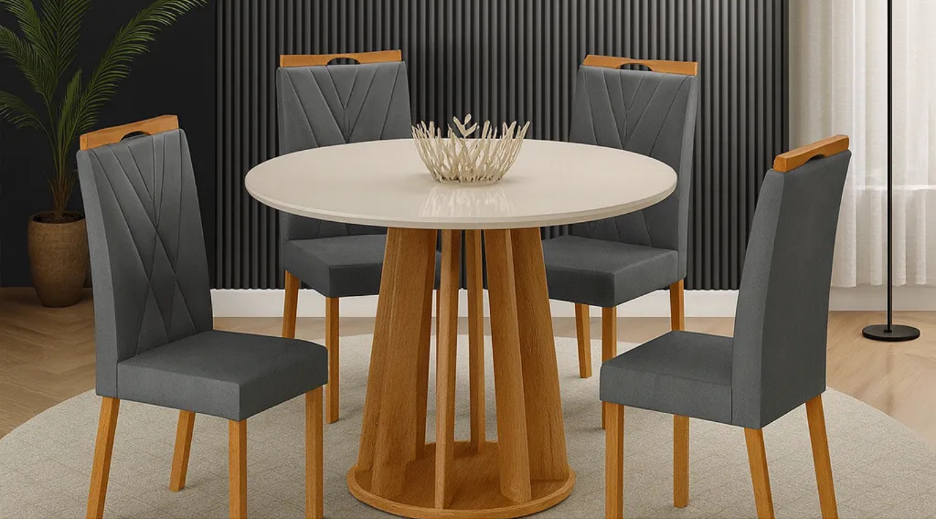 Mesa De Jantar Redonda 4 Lugares 120cm Rose - Imagem 2