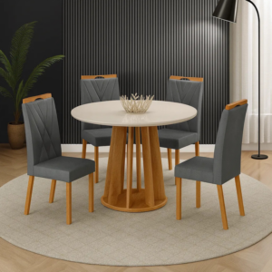 Mesa De Jantar Redonda 4 Lugares 120cm Rose