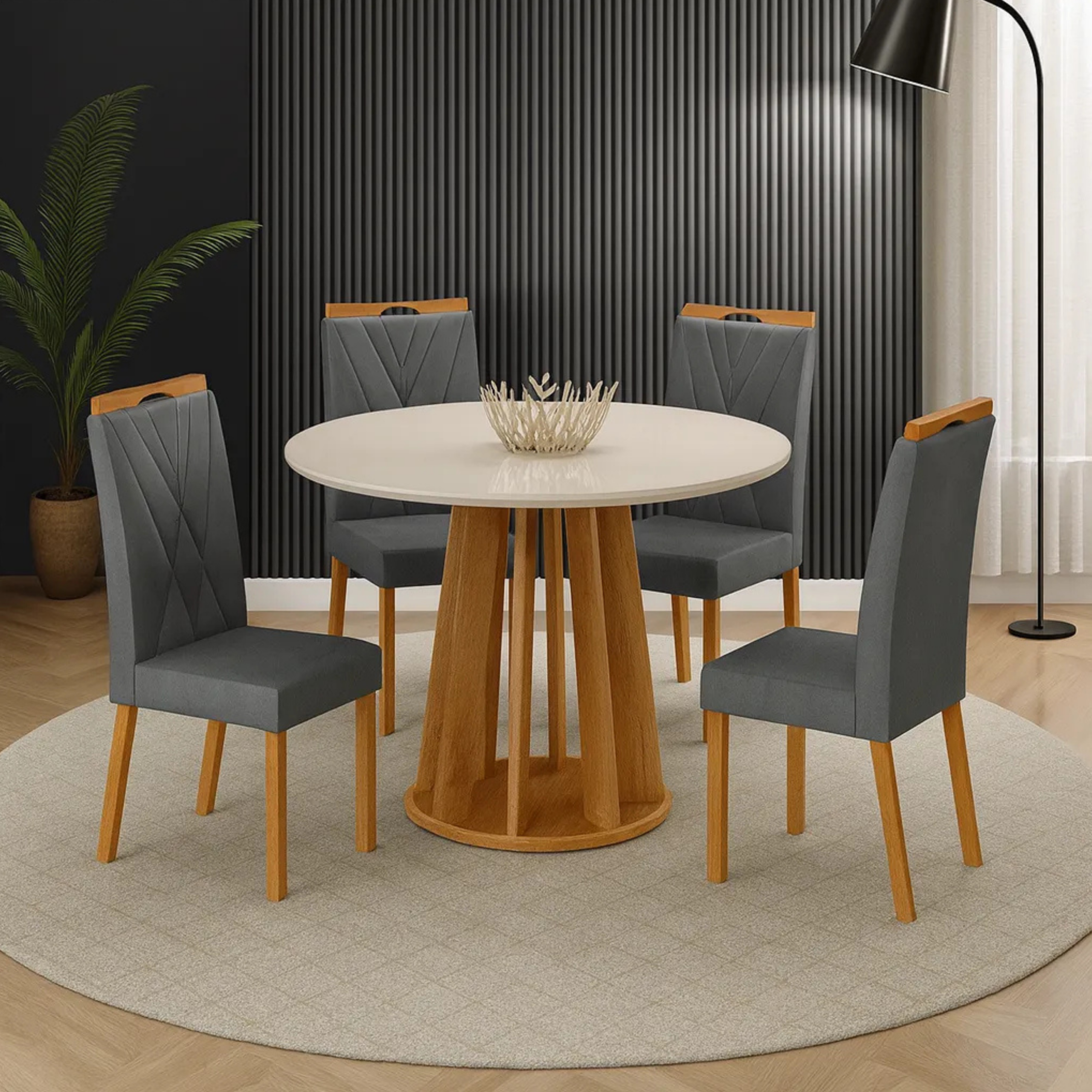 Mesa De Jantar Redonda 4 Lugares 120cm Rose