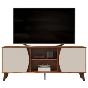Rack Domo para TV de até 60" DJ Móveis 136cm Pé Retro Freijó e Off White