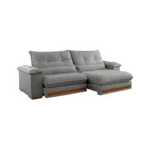 Sofá Retrátil e Reclinável Qatar Linho Cinza Claro Prata 250 cm