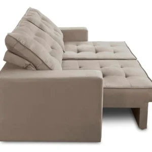 Sofá Ret Reclinável 2 Lug1,90m Molas Marcela Suede Capucino