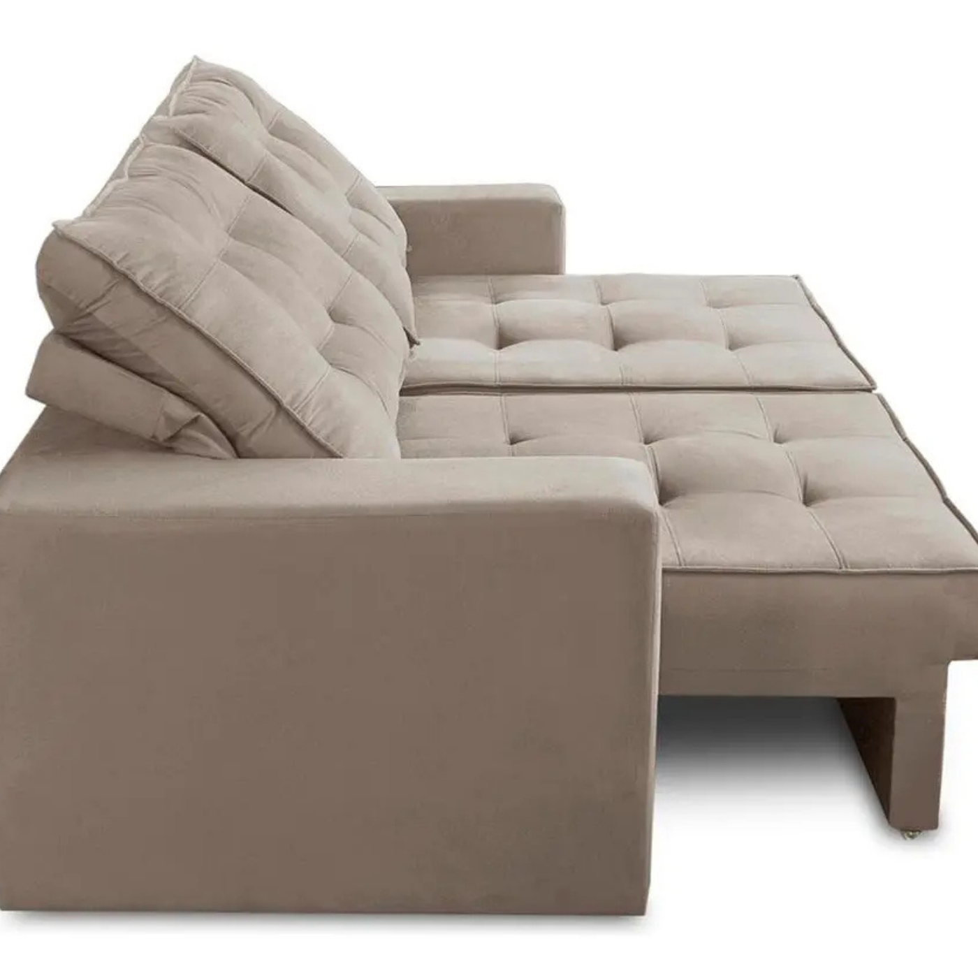Sofá Ret Reclinável 2 Lug1,90m Molas Marcela Suede Capucino - Imagem 2