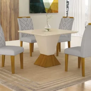 Sala De Jantar Com 4 Cad 1,20x0,80m - Larissa - Leifer Madeira Maciça