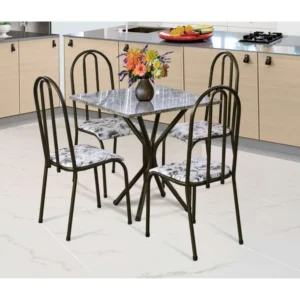 Conjunto Bianca 4 Cadeiras Tubular Granito Móveis Vitória