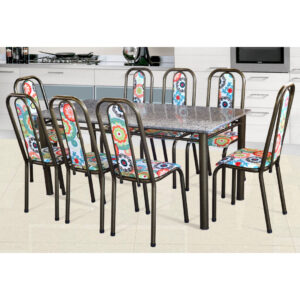 Conjunto Bruna Max 8 Cadeiras Tubular Granito/Laqueada Móveis Vitória