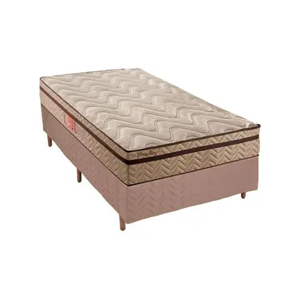 Cama Box Solteiro: Colchão Molas Ensacadas Paropas MasterPocket Marcelly Ibiza 88/28/188 + Base Orthoside marrom fechada (88x188)
