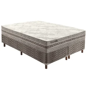 Cama Box de Casal Paropas Modelo Texture Extra Firme Queen 1,58m+Base Qality cinza