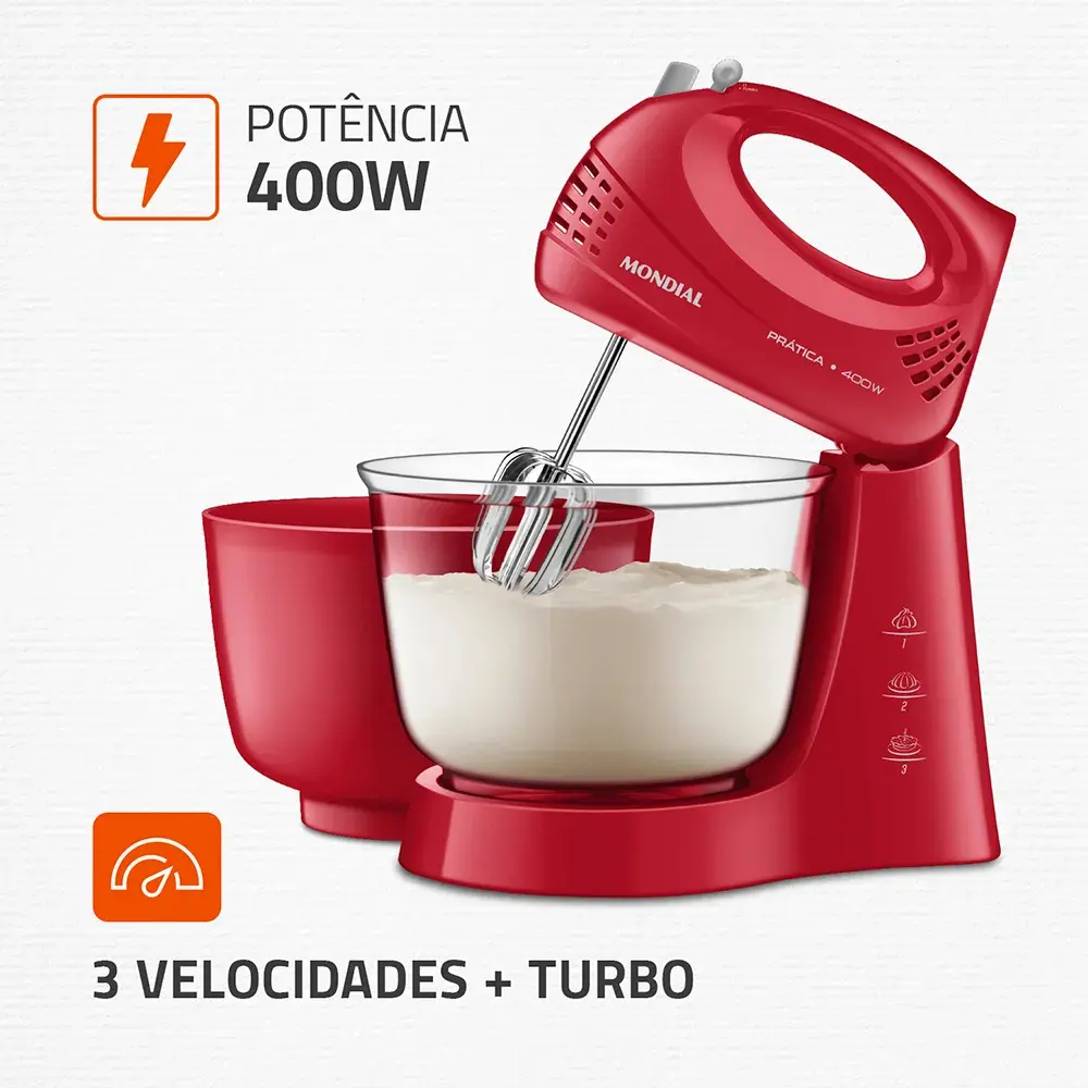 Batedeira Prática B-45-r 400w Vermelha Mondial - Imagem 4