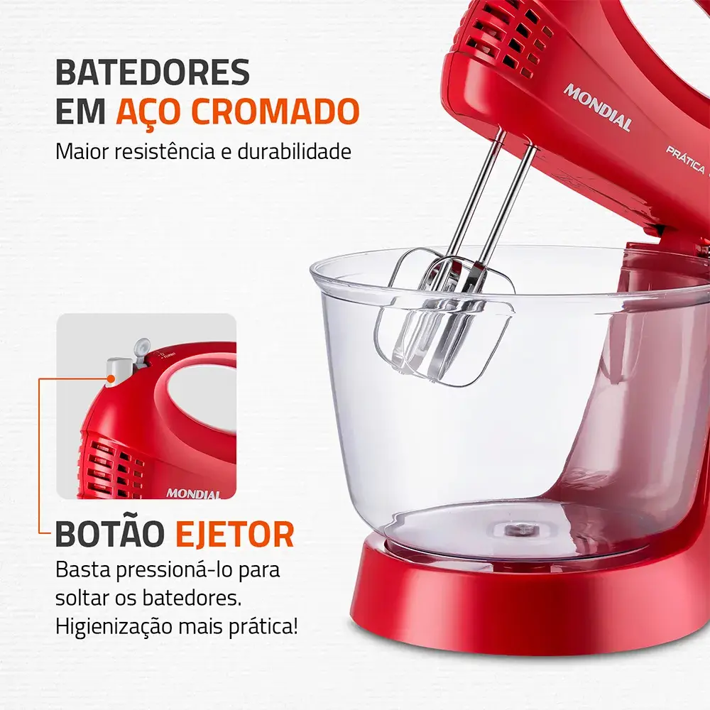 Batedeira Prática B-45-r 400w Vermelha Mondial - Imagem 6
