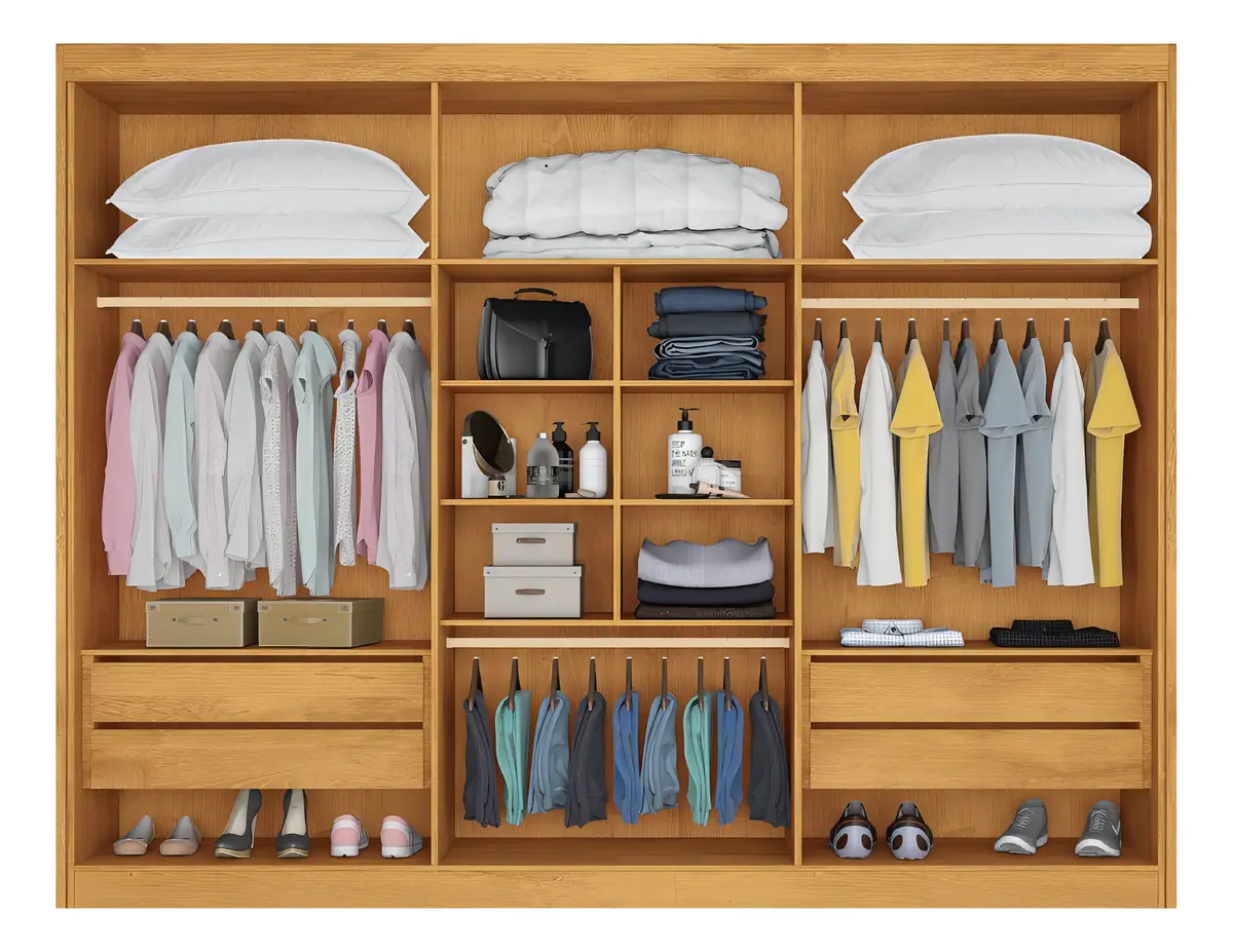 Guarda Roupa Casal 6 Portas Em Mdf Alba Plus Made Marcs Cor Marrom-claro - Imagem 3