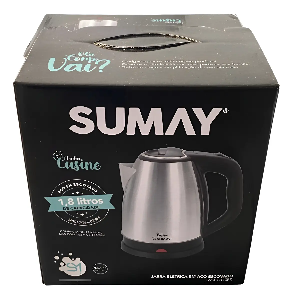 Jarra Chaleira Elétrica 1,8l Sumay Cusine Sm-ch220pr Cor Prateado - Imagem 2
