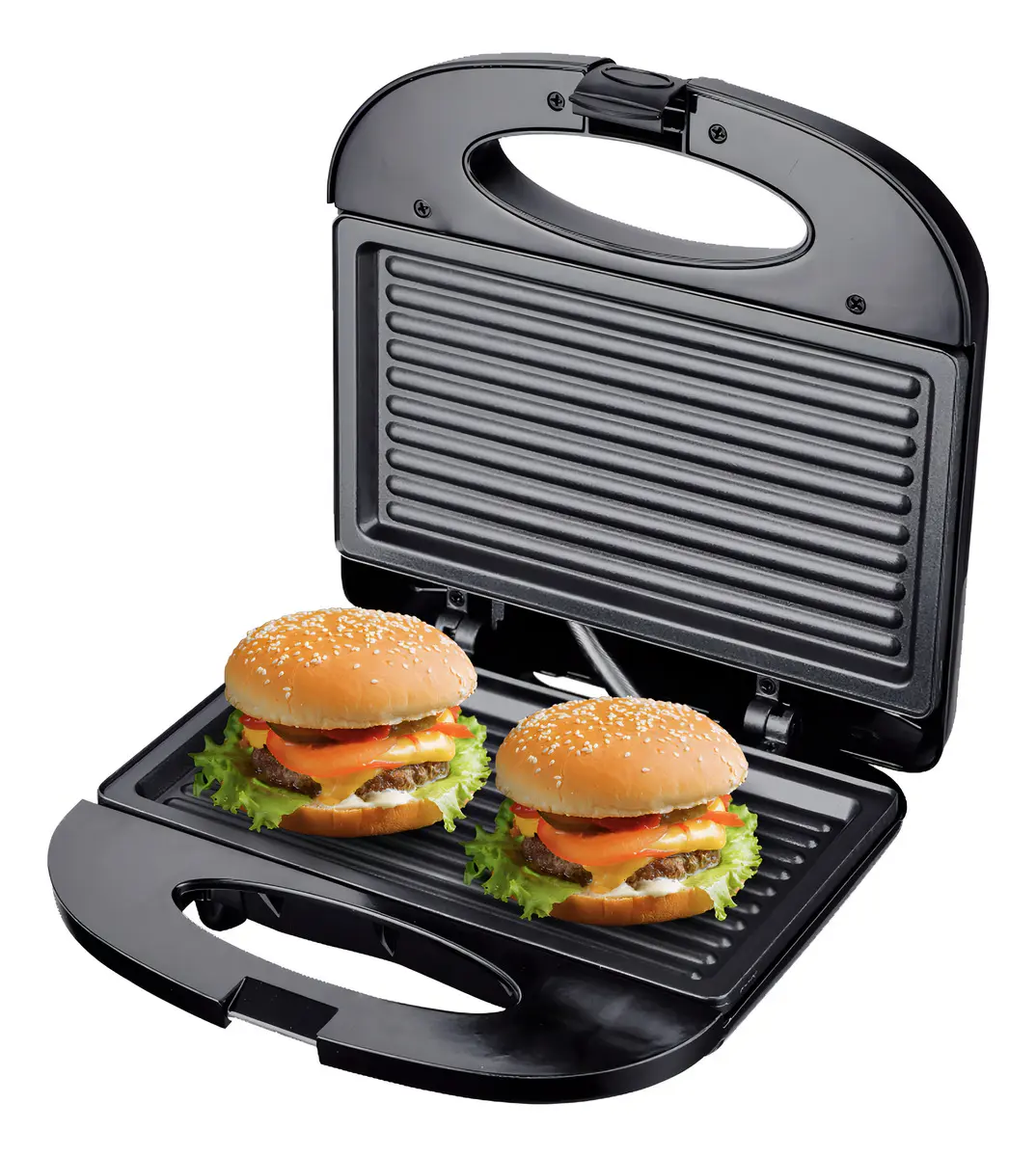 Sanduicheira Grill Elétrica Sumay Antiaderente para 2 Sanduíches Preta - Imagem 2