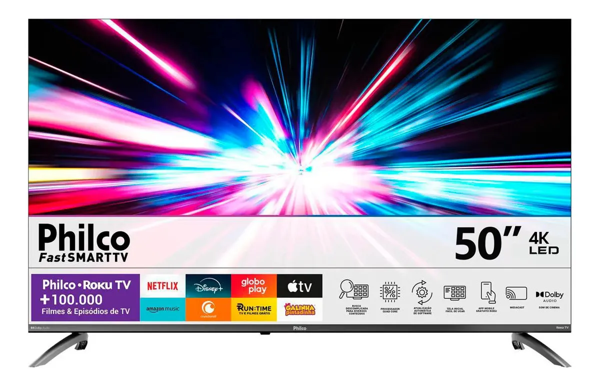 Smart TV Philco 50" Polegadas 4K UHD Roku TV HDR10 Dolby Audio WiFi P50CRB - Imagem 2