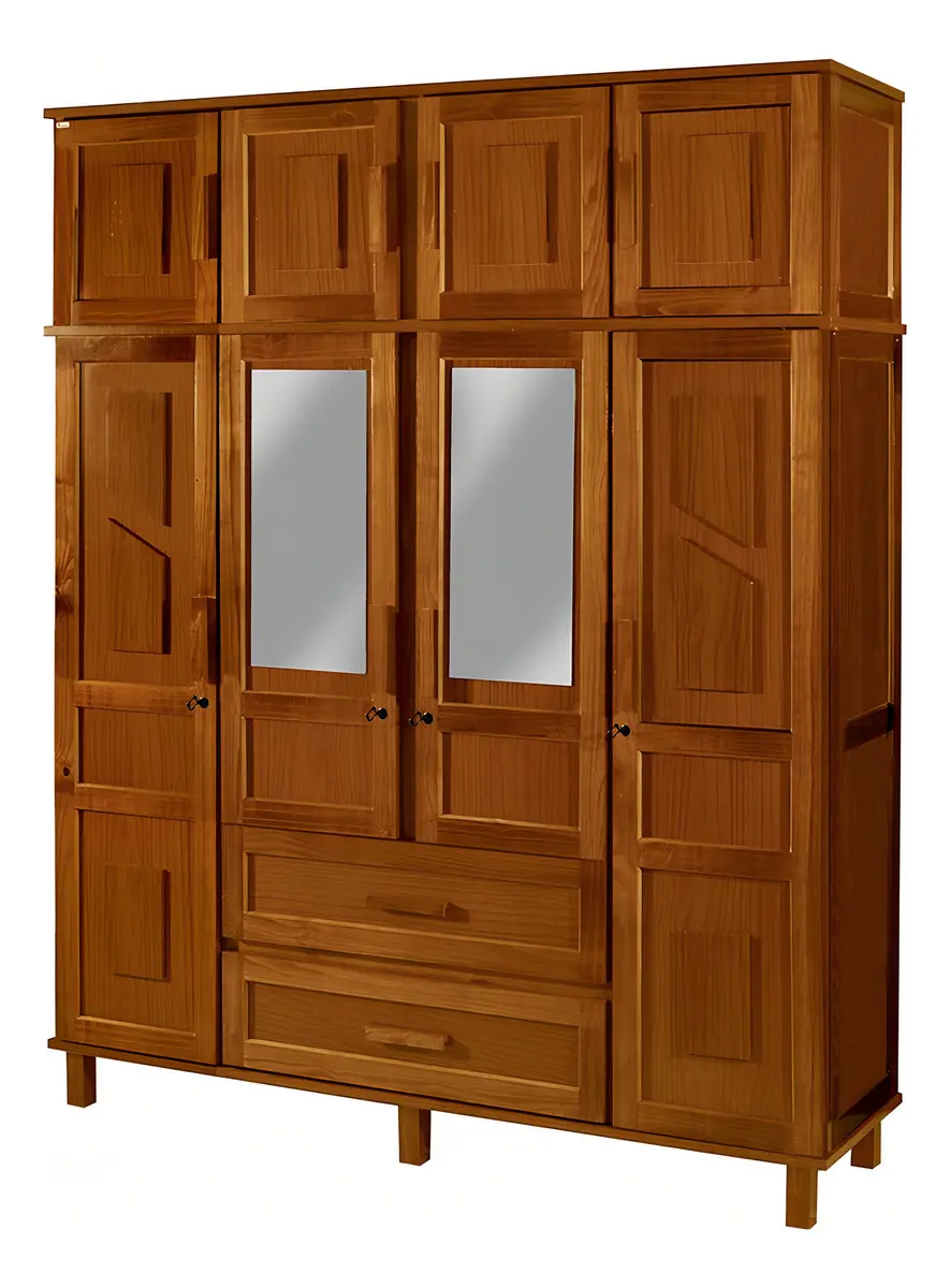Guarda-roupa Casal Acre 8 Portas 2 Gavetas Com Cor Marrom-claro (Madeira pinus tratado) - Imagem 2