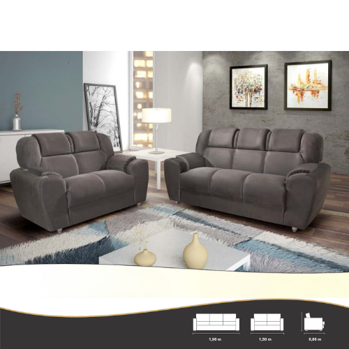 CONJUNTO ESTOFADOS 2 E 3 LUGARES MUNIQUE Veludo2 IRMÃOS